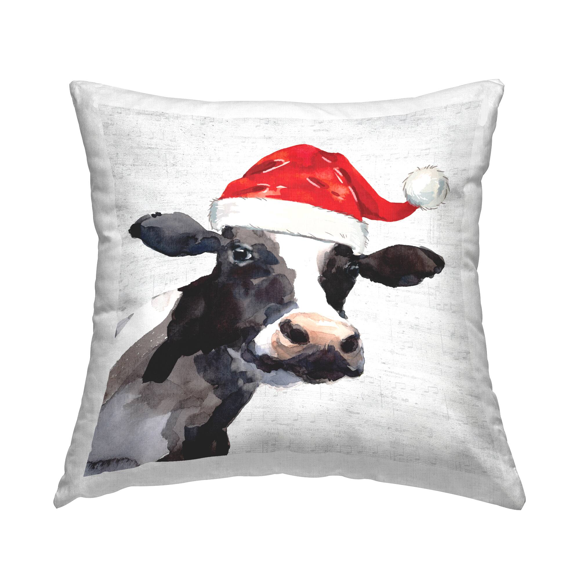 Stupell Industries Farmhouse Santa Cow Throw Pillow